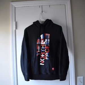 The North Face flag emblem black hoodie unisex